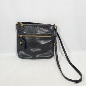 Marc by Marc Jacobs Black Leather Globetrotter Crossbody Purse Shoulder